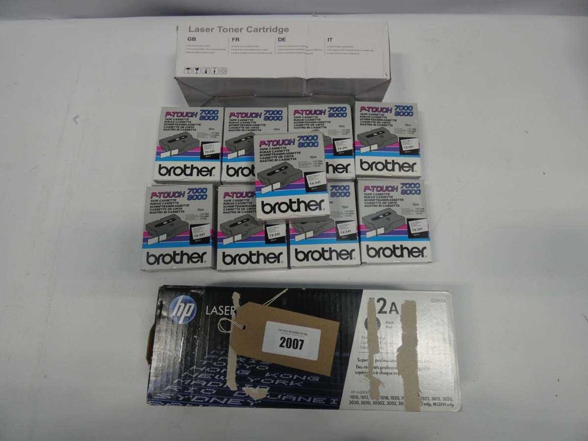 +VAT 9x Brother P Touch tape cassettes and 2x toner cartridges