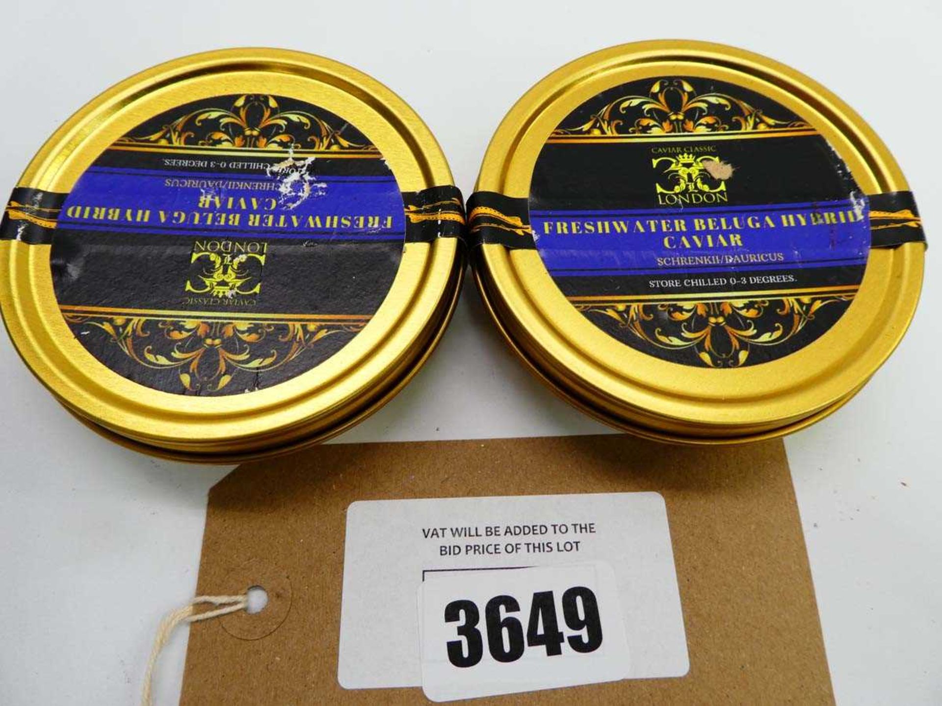 +VAT 2 x Caviar Classic, London 'Freshwater Beluga Hybrid caviar 125g (Use By 4.6.23)
