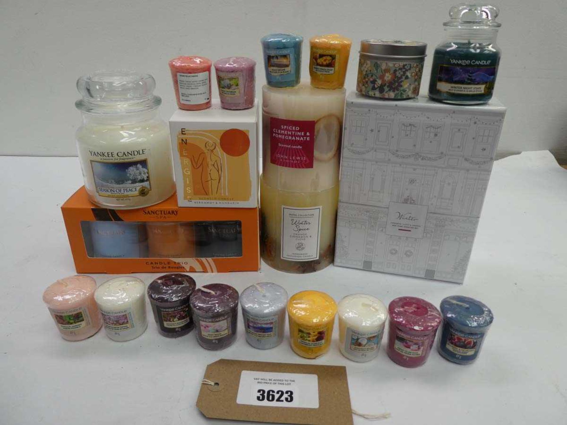 +VAT Selection of branded scented candles including Yankee, Sancturary, Hotel Collection, The