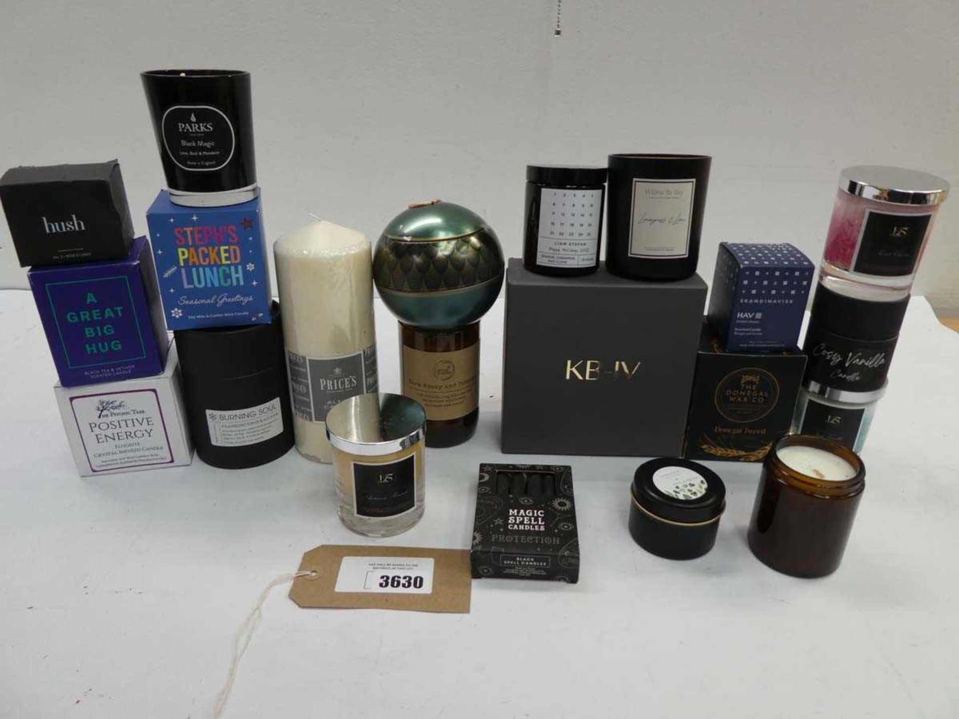 +VAT Selection of scented candles including Hush, Parks, Price's, Burning soul etc