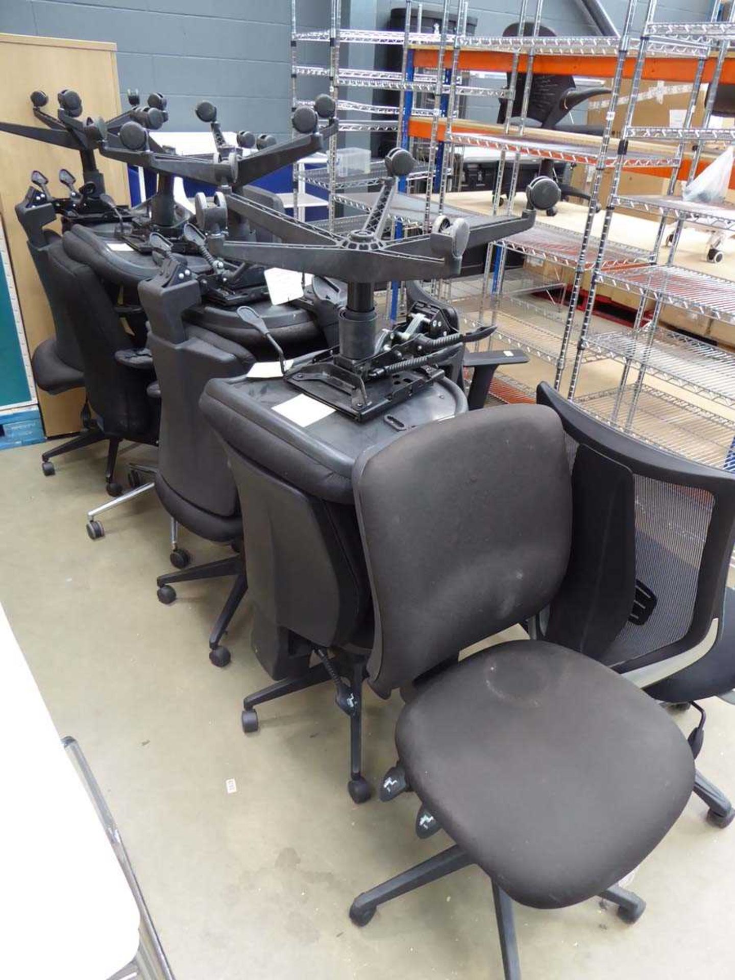 +VAT 9 x Black cloth swivel chairs