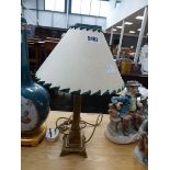 Brass and marble table lamp