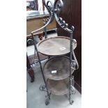 Wrought iron cake stand with copper trays