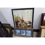 3 panelled Dame la Carr print plus a British Rail Hertfordshire poster