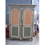 A French double door armoire or press, overpainted in green (af)