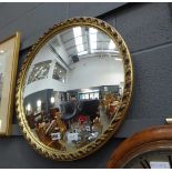 Circular convex mirror in gilt frame
