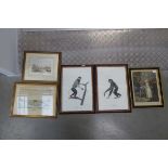 A group of etchings, engravings and lithographic prints including 'Cries of London' and primates