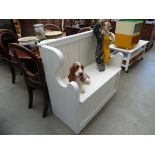 White painted bench with hinged seats