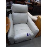 +VAT Cream leather effect electric reclining armchair