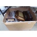 Box with a large quantity of faux walnut picture frames