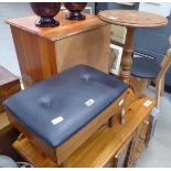 1950's ottoman sewing box plus a pine tripod table