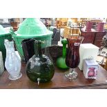 Collection of glassware to include water jugs and vases