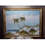 Oil on canvas tropic beach