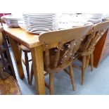 +VAT Pine table and four beech chairs