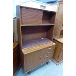 +VAT Teak finished wall unit with cupboard and drawers under