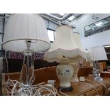 6 glass and floral pattern pottery table lamps with shades