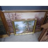 Two model oils on canvas, country scenes with lake and woodland