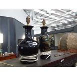 2 x modern Chinese floral patterned lamps