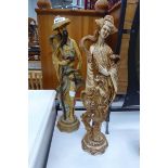 2 x modern resin Chinese figures