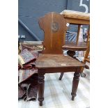 Oak hall chair with naval panel