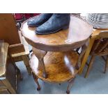 Two walnut pie-crust side tables