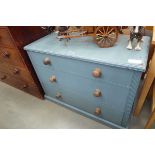 Painted pine chest of three drawers