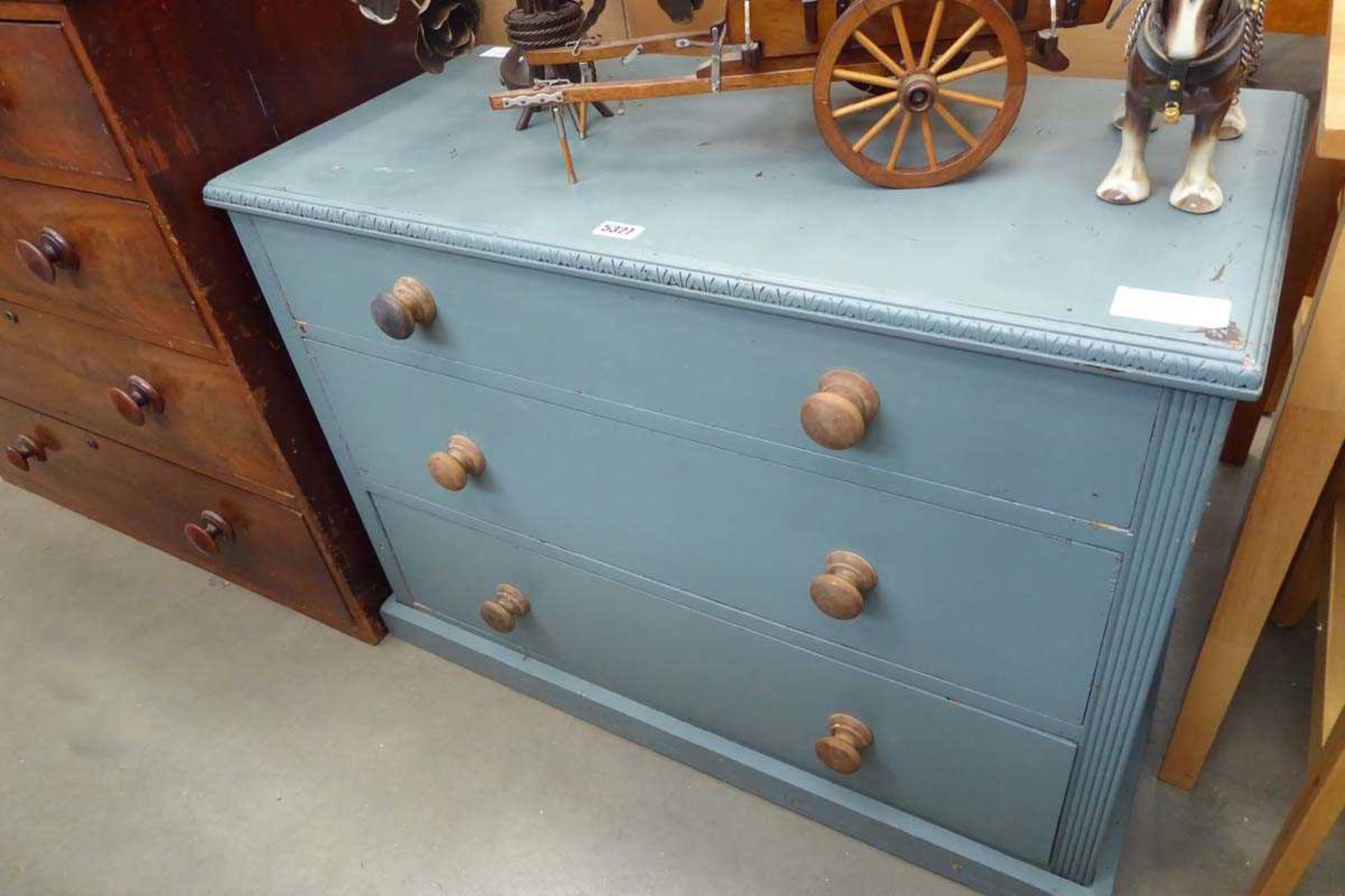 Painted pine chest of three drawers