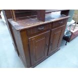 Oak kitchen dresser with glazed cupboard over