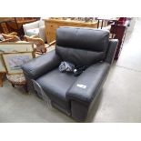 +VAT Grey leather effect electric reclining armchair