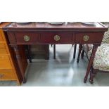 Edwardian mahogany desk with three drawers