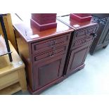 Pair of bedside cabinets, two drawers over single door
