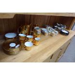 Quantity of Royal Worcester lustre glazed crockery plus Royal Copenhagen coffee cups and saucers and