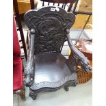 Heavily carved hall chair