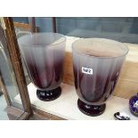 A Pair of large coloured glass vases