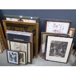 Quantity of prints, including Lowry street scene, house in Terai , Hyde Park, owl, mother and child,