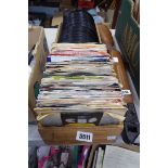 Box containing 7'' vinyl records