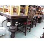 Oak draw leaf table plus four barley twist chairs