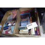 2 boxes containing a quantity of novels and reference books