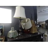 Four floral patterned table lamps with shades