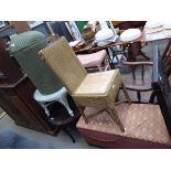 Quantity of Lloyd Loom , including a stool, a chair, two ottomans, two laundry baskets, a coffee