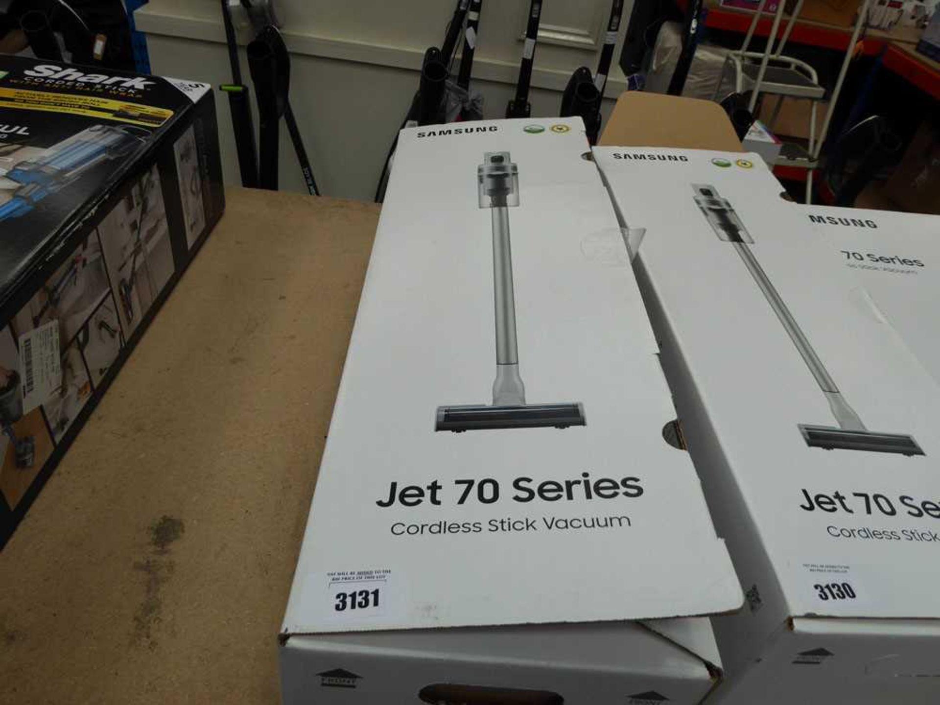 +VAT Samsung Jet 70 series cordless stick vacuum cleaner with pole, head, three attachments,