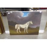 Oil on canvas, study of white horse
