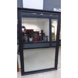 +VAT (2) Large rectangular bevelled mirror in black painted frame