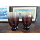 A Pair of large coloured glass vases