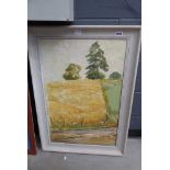 Oil on card, the wheat field