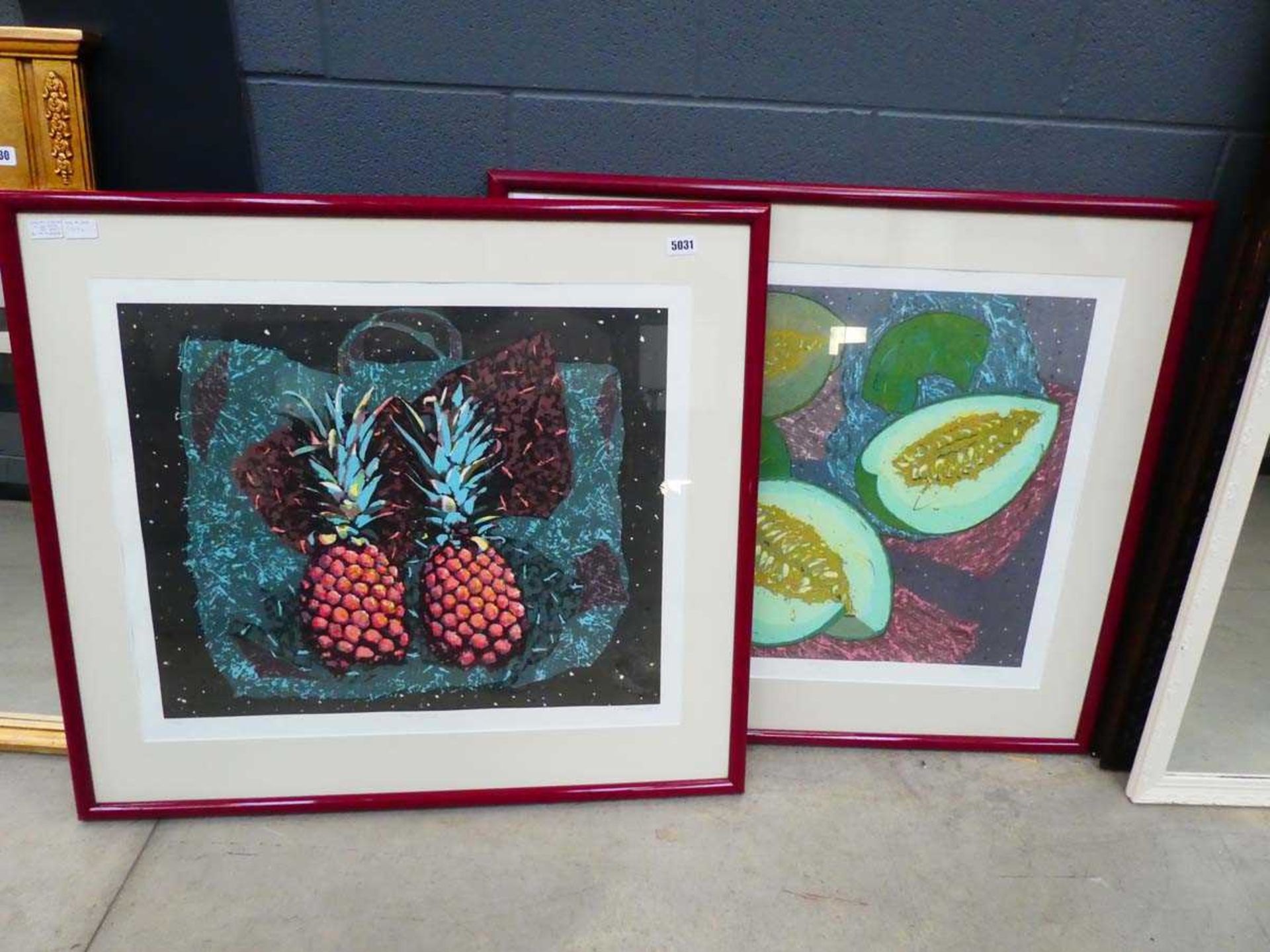 Two limited edition prints, still life with fruit