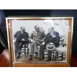 Photographic print of the King, Roosevelt and Churchill at the Yalta Conference