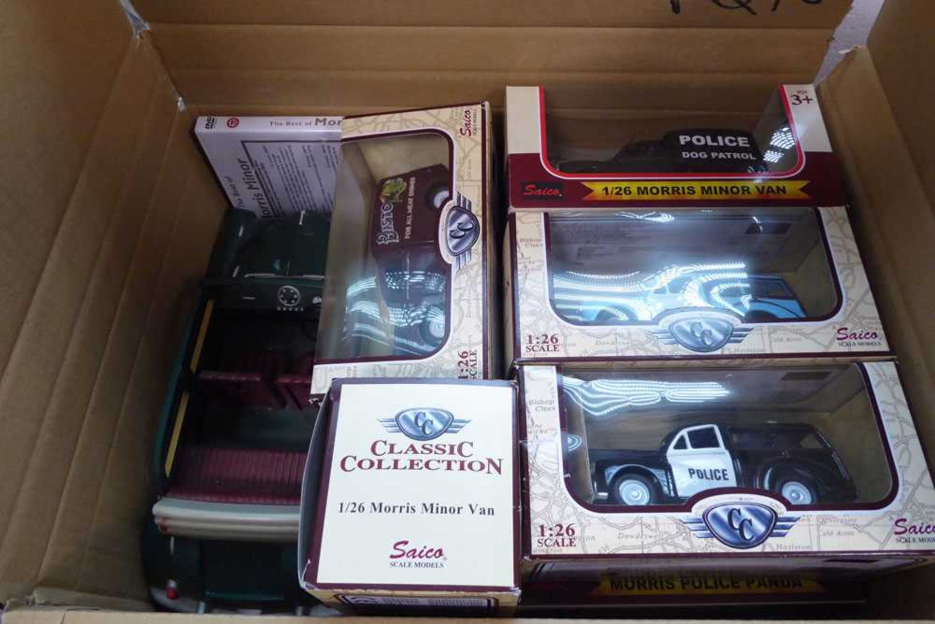 Box of Classic Collection vehicles to include Post Office vans, Police vans and delivery vans