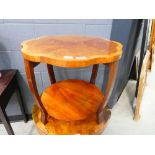 1950s walnut two tier occasional table