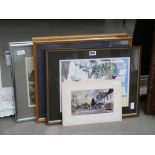 Two Michael Norman watercolours, Stafford St. Mary, plus farm building and pond, plus two Mary